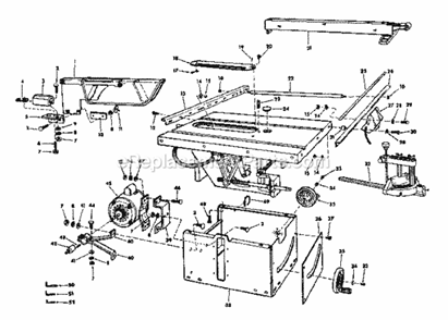 Unit Diagram and Parts List for 113241691  Craftsman Table Saw