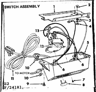 Switch Assembly Diagram and Parts List for 11324181  Craftsman Table Saw