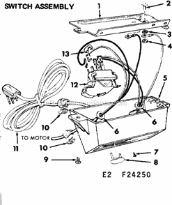 Switch Assembly Diagram and Parts List for 11324250  Craftsman Table Saw