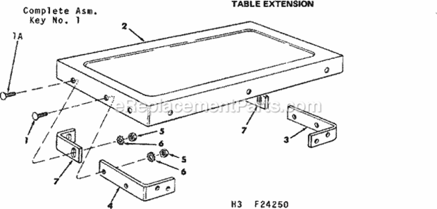 Table Extension Diagram and Parts List for 11324250  Craftsman Table Saw