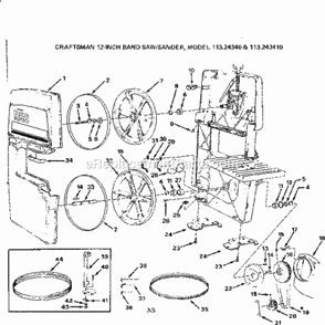 Sander Diagram and Parts List for 11324340  Craftsman Band Saw
