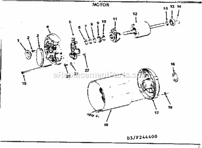 Motor Diagram and Parts List for 113244420  Craftsman Band Saw