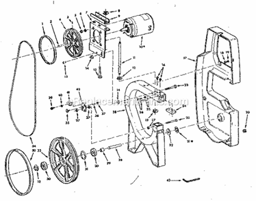 Frame And Motor Mount Assembly Diagram and Parts List for 113244421  Craftsman Band Saw
