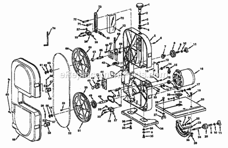Unit Diagram and Parts List for 113244580  Craftsman Band Saw