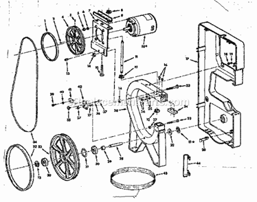 Motor Mount And Frame Ass... Diagram and Parts List for 113247110  Craftsman Band Saw