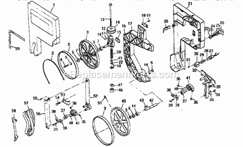 Drive Assembly Diagram and Parts List for 113248212  Craftsman Band Saw
