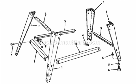 Leg Set Diagram and Parts List for 113248212  Craftsman Band Saw