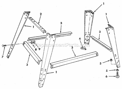 Leg Set Diagram and Parts List for 113248440  Craftsman Band Saw