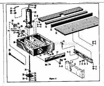 Base Assembly Diagram and Parts List for 11329000  Craftsman Chop Saw