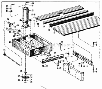 Base Assembly Diagram and Parts List for 11329001  Craftsman Chop Saw