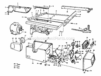 Unit Breakdown Diagram and Parts List for 113290060  Craftsman Table Saw