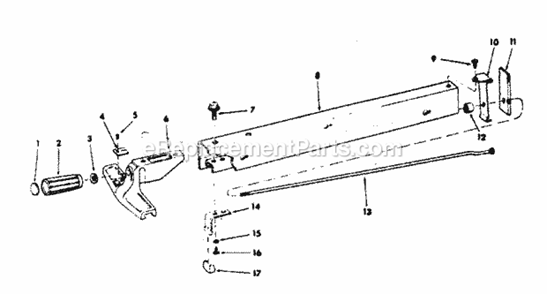 Fence Assembly Diagram and Parts List for 113290060  Craftsman Table Saw