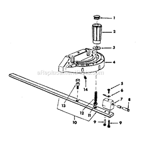 Miter Gauge Assembly Diagram and Parts List for 113290060  Craftsman Table Saw