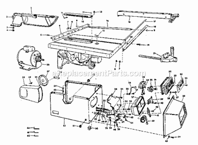 Unit Breakdown Diagram and Parts List for 113290650  Craftsman Table Saw