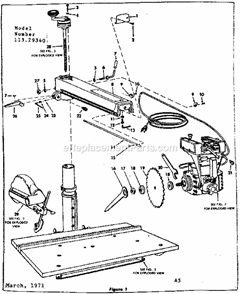 Unit Diagram and Parts List for 11329340  Craftsman Chop Saw