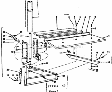 Rip Fence And Base Assembly Diagram and Parts List for 11329340  Craftsman Chop Saw