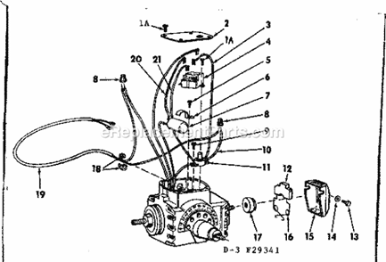 Motor Assembly Diagram and Parts List for 11329341  Craftsman Chop Saw