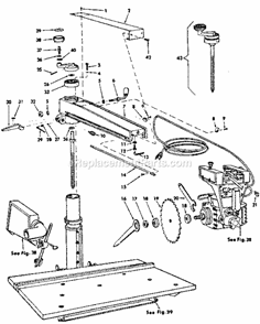 Unit Diagram and Parts List for 11329350  Craftsman Chop Saw