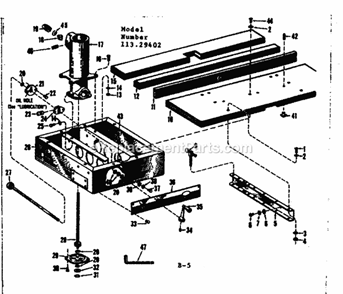 Base Assembly Diagram and Parts List for 11329402  Craftsman Chop Saw