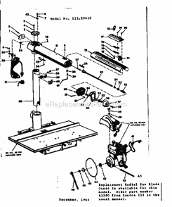 Unit Diagram and Parts List for 11329410  Craftsman Chop Saw