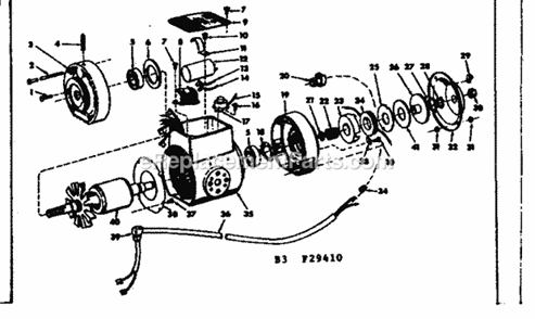 Motor Assembly Diagram and Parts List for 11329410  Craftsman Chop Saw