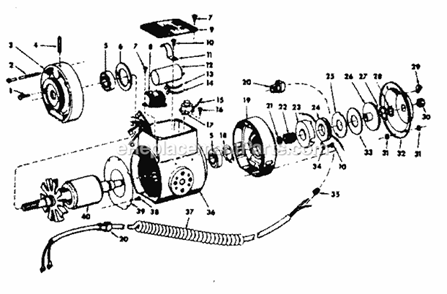 Motor Assembly Diagram and Parts List for 11329430  Craftsman Chop Saw