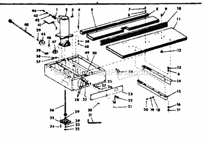Fence And Base Assembly Diagram and Parts List for 11329430  Craftsman Chop Saw