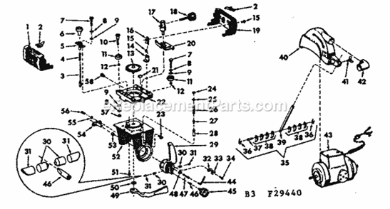 Saw Guard And Yoke Assembly Diagram and Parts List for 11329440  Craftsman Chop Saw