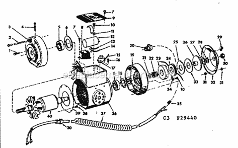 Motor Assembly Diagram and Parts List for 11329440  Craftsman Chop Saw