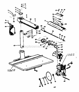 Unit Diagram and Parts List for 11329441  Craftsman Chop Saw