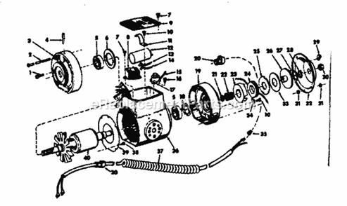 Motor Assembly Diagram and Parts List for 11329441  Craftsman Chop Saw