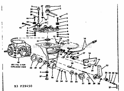 Yoke Assembly Diagram and Parts List for 11329450  Craftsman Chop Saw