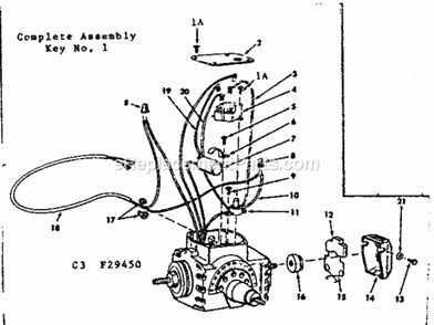 Motor Assembly Diagram and Parts List for 11329450  Craftsman Chop Saw