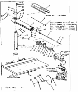 Unit Diagram and Parts List for 11329460  Craftsman Chop Saw