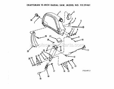 Guard Assembly Diagram and Parts List for 11329461  Craftsman Chop Saw