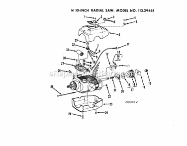 Motor And Housing Diagram and Parts List for 11329461  Craftsman Chop Saw