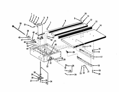 Base And Rip Fence Assembly Diagram and Parts List for 11329461  Craftsman Chop Saw
