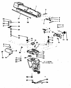 Radial Arm Assembly Diagram and Parts List for 11329501  Craftsman Chop Saw