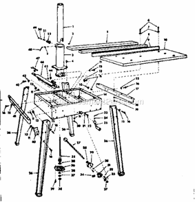 Base And Leg Assembly Diagram and Parts List for 11329501  Craftsman Chop Saw