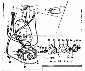 Complete Motor Assembly Diagram and Parts List for 11329510  Craftsman Chop Saw