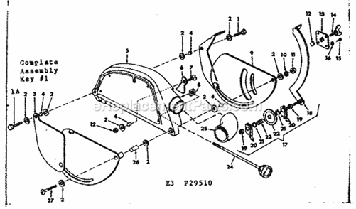 Guard Assembly Diagram and Parts List for 11329510  Craftsman Chop Saw