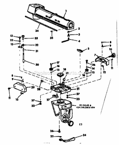 Radial Arm Assembly Diagram and Parts List for 11329511  Craftsman Chop Saw
