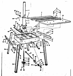 Base And Leg Assembly Diagram and Parts List for 11329520  Craftsman Chop Saw