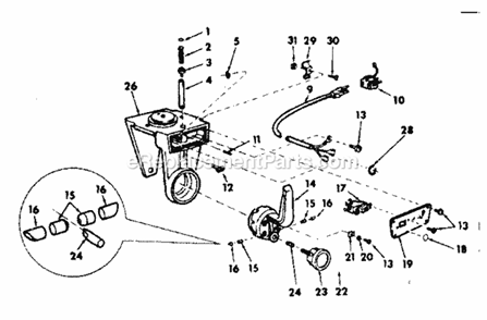Yoke Assembly Diagram and Parts List for 11329520  Craftsman Chop Saw