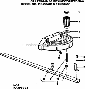 Miter Guage Assembly Diagram and Parts List for 113295701  Craftsman Table Saw