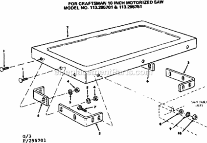 Table Extension Diagram and Parts List for 113295701  Craftsman Table Saw