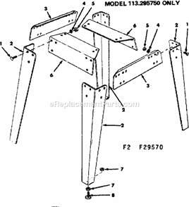 Leg Set Diagram and Parts List for 11329570  Craftsman Table Saw