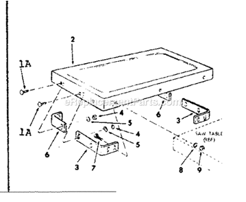 Table Extension Supplied Diagram and Parts List for 113298031  Craftsman Table Saw