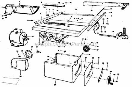 Unit Housing Diagram and Parts List for 113298032  Craftsman Table Saw