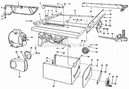 Figure 2 Diagram and Parts List for 113298033  Craftsman Table Saw
